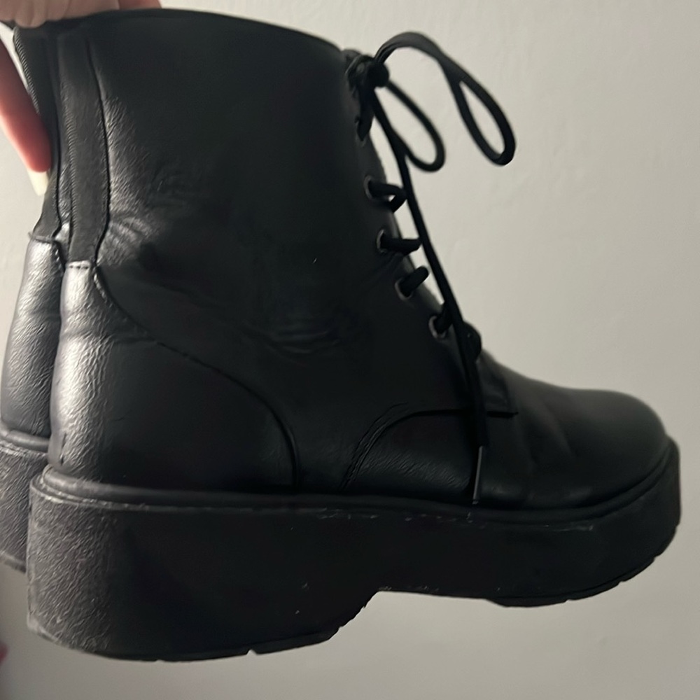 black combat boots.